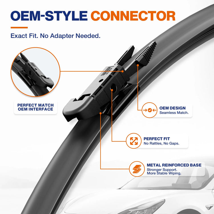 Tesla Model X 2015-2020 Silicone Wiper Blades, WOWIPER 28"+18" Front Set, Water Repellent Coated Windshield Wipers, Quiet All-Weather Replacement
