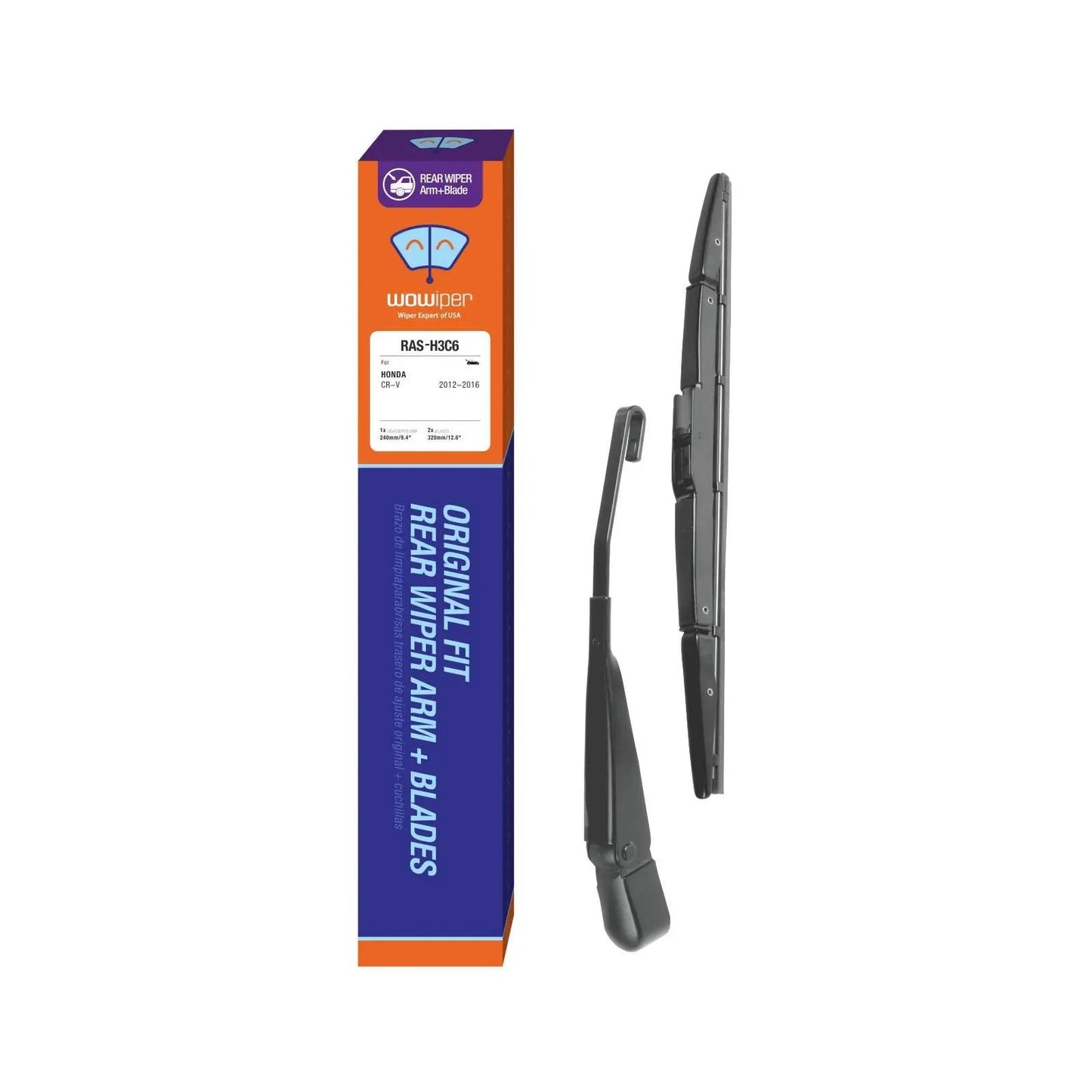 For Genuine Honda 76730-TRN-H01 CRV 2017-2021 Rear Windshield Wiper Blade Replacement, Exact Fit for CR-V 2017 2018 2019 2020 2021 Rear Wiper Arm, WOWIPER Car Wipers, 300mm - 12" + 12 inch (set of 2)