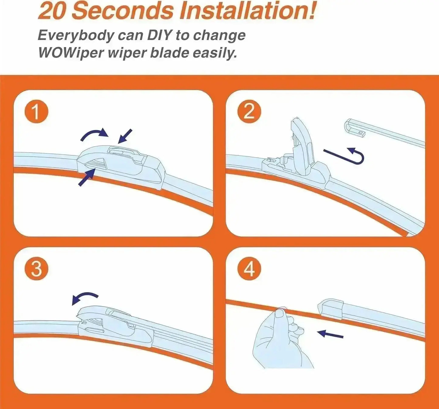 WOWIPER OEM Replacement Wiper Blades For Jeep Cherokee 2014-2021 (26''+18''+14'') Wowiper