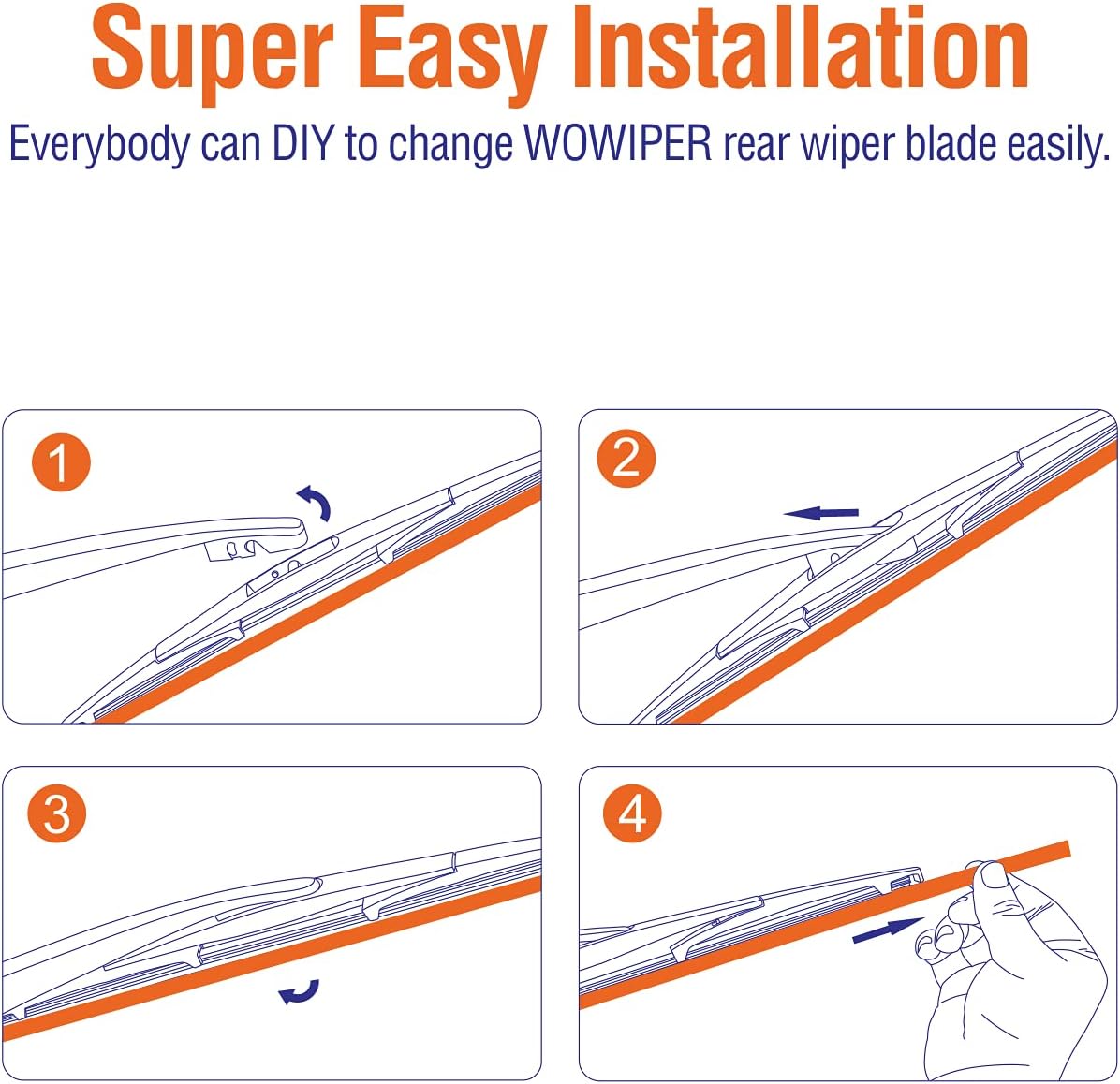 For Genuine Honda 76730-TRN-H01 CRV 2017-2021 Rear Windshield Wiper Blade Replacement, Exact Fit for CR-V 2017 2018 2019 2020 2021 Rear Wiper Arm, WOWIPER Car Wipers, 300mm - 12" + 12 inch (set of 2)