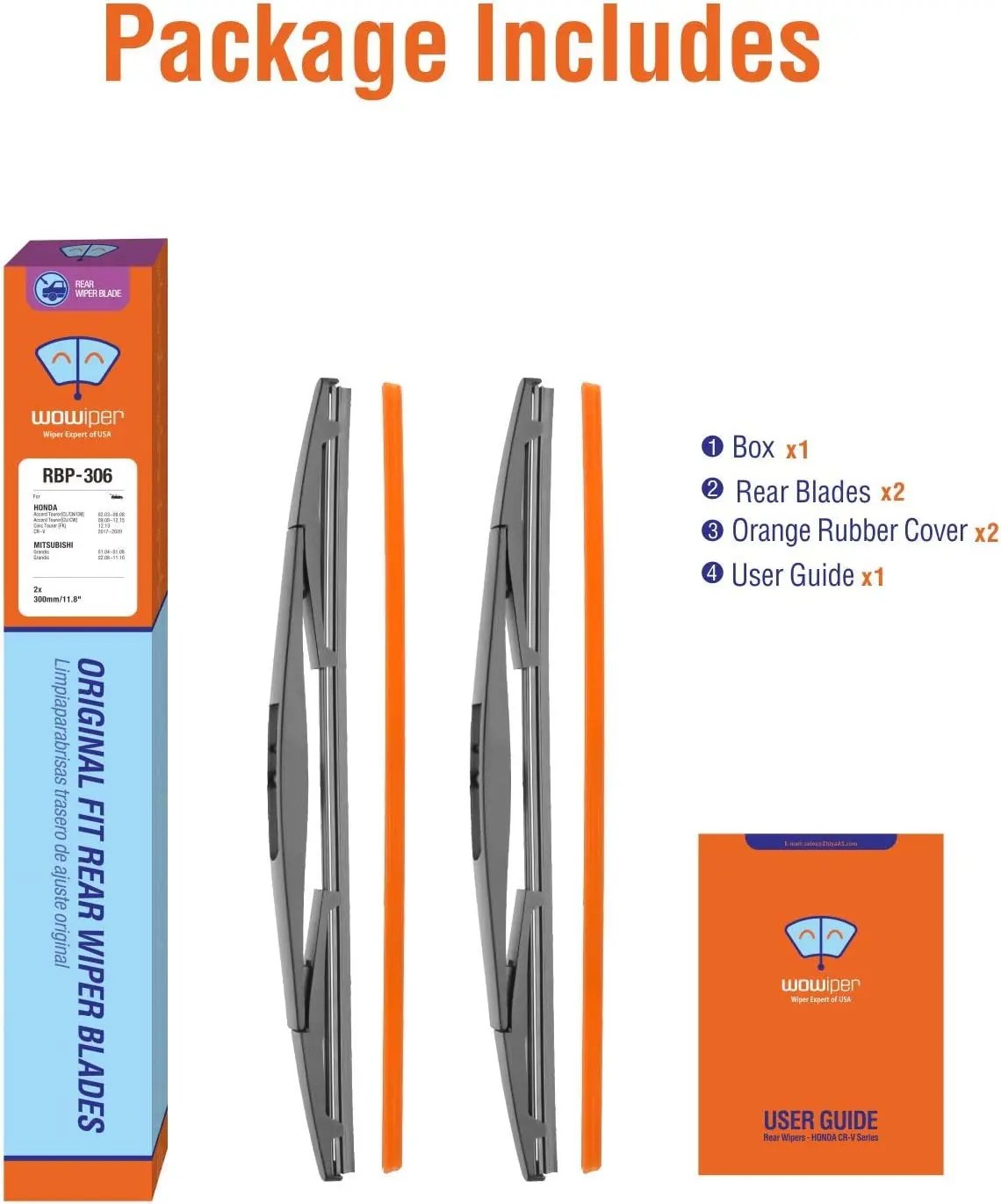 WOWIPER OEM Replacement Wiper Blades For Honda CRV 2017-2021 (12" + 12" ) Wowiper