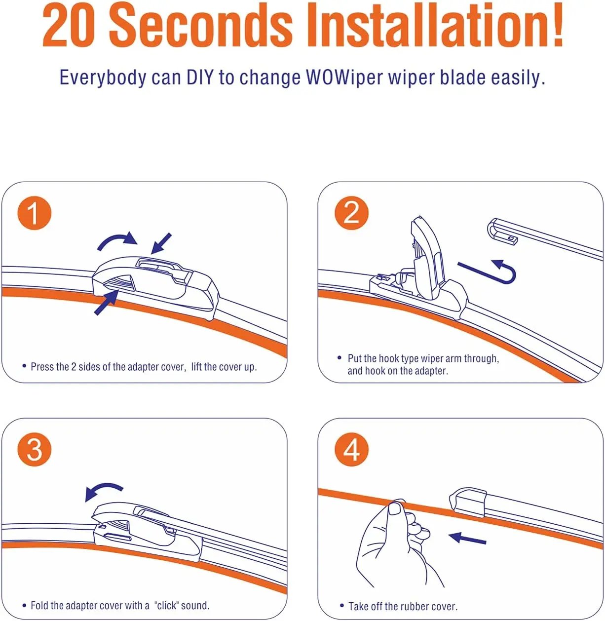 WOWIPER Silicone Windshield Wiper Blades For Chevrolet Venture/ Camaro/ Ram/ Dodge Ram (24''+24'') Wowiper