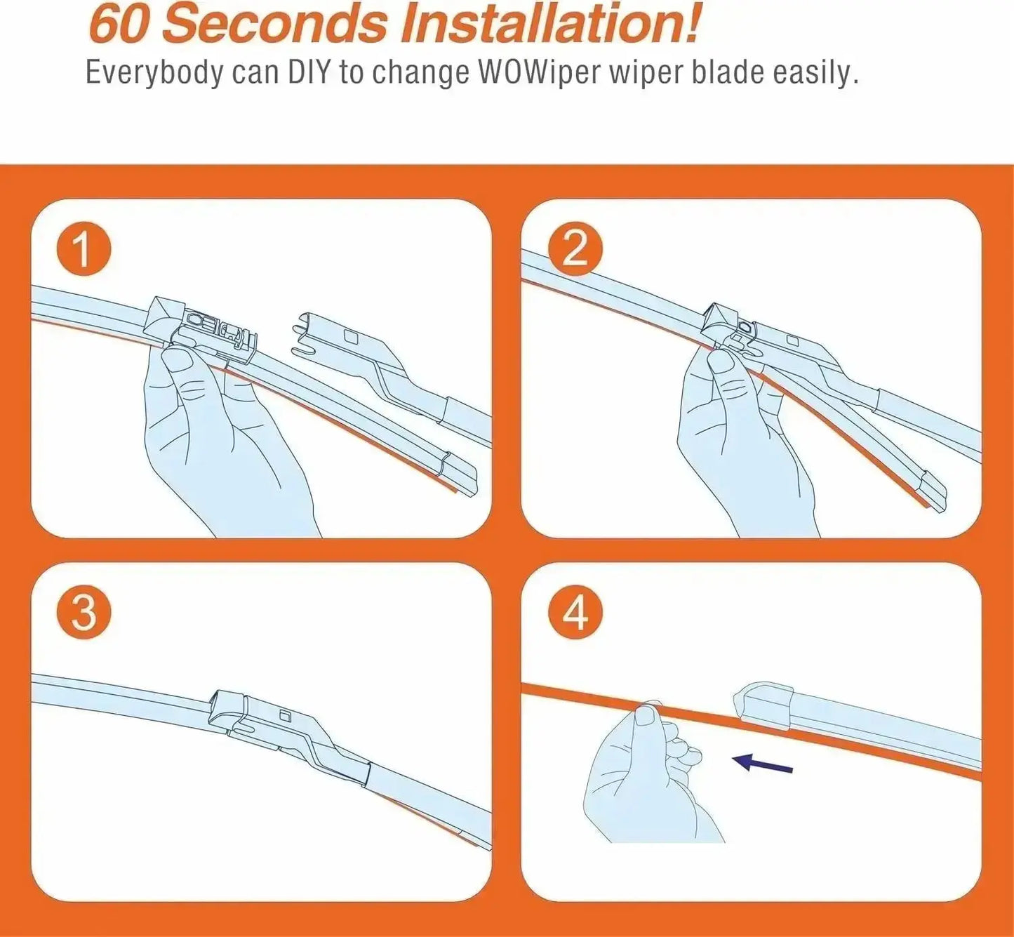 WOWIPER OEM Replacement Wiper Blades For Subaru Crosstrek 2018-2023 (26''+16''+12'' for D-PTB) Wowiper