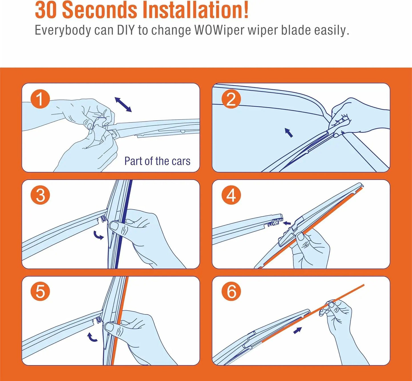 WOWIPER OEM Replacement Wiper Blades For Mazda CX9 CX-9 2016-2023 (24''+18''+14'' for Top Lock) Wowiper