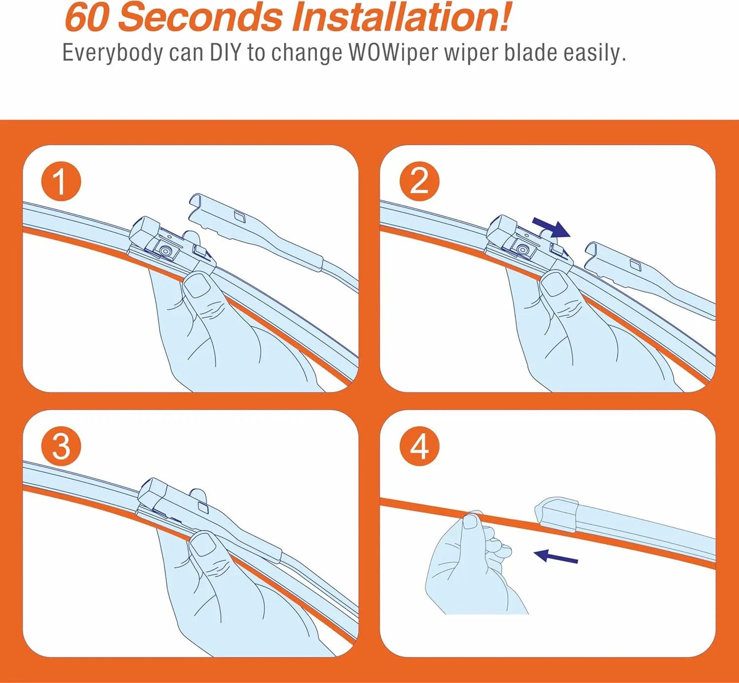 WOWIPER OEM Replacement Wiper Blades For VW Volkswagen Tiguan 2018-2022 (25''+22''+15'' for Narrow PTB) Wowiper