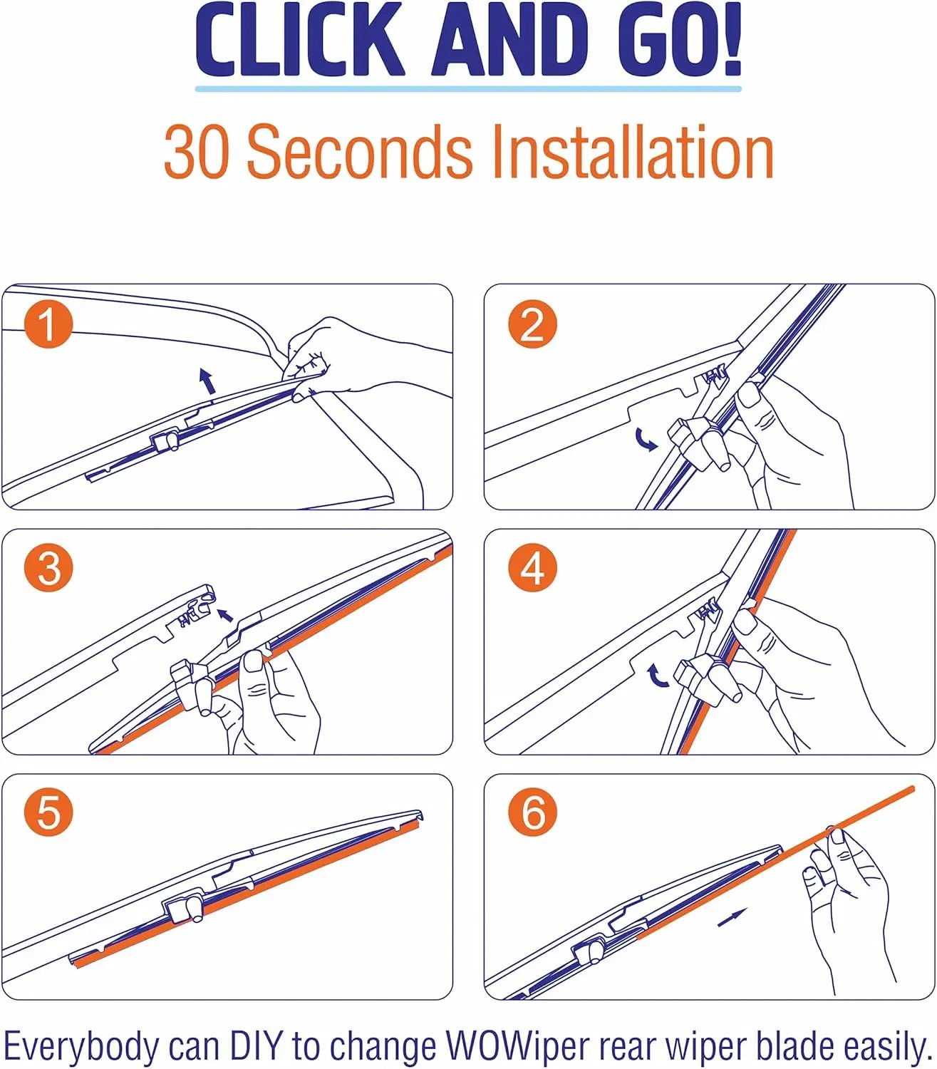 WOWIPER OEM Replacement Rear Wiper Blades 12 Inch For Toyota 4Runne 2010-2020 (12-L) Wowiper