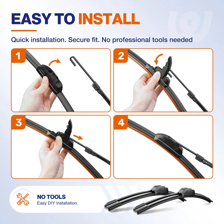 Honda CR-V 2007-2022 Silicone Wiper Blades, WOWIPER 26"+17" Graphene Coated Front Set, Water Repellent All-Weather Windshield Wipers