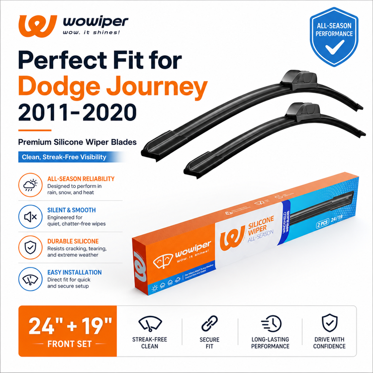 Dodge Journey 2011-2020 Wiper Blades, Wowiper Premium 24"+19" Front Windshield Set (Pack of 2)