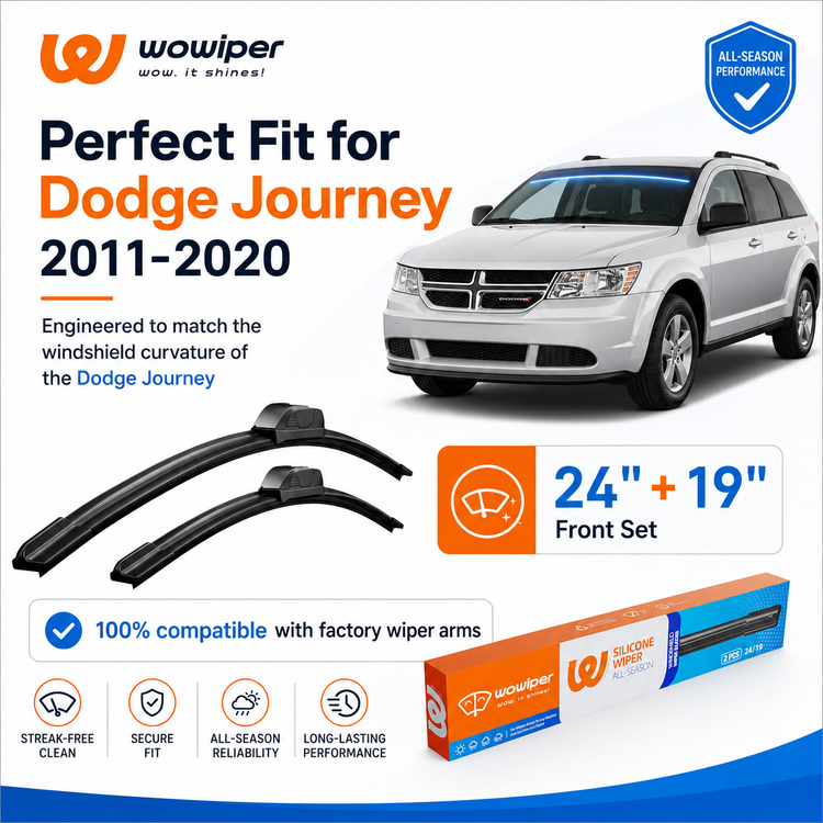 Dodge Journey 2011-2020 Wiper Blades, Wowiper Premium 24"+19" Front Windshield Set (Pack of 2)