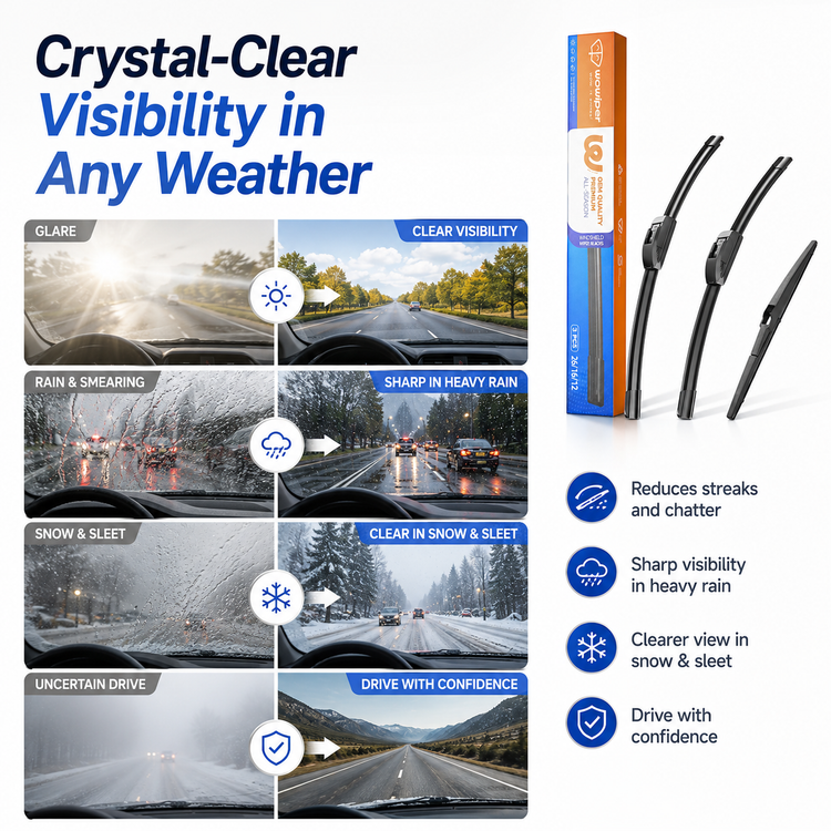 Toyota RAV4 2019-2024 Wiper Blades, Wowiper Premium All-Weather 26"+16"+12" Front and Rear Set (Pack of 3)