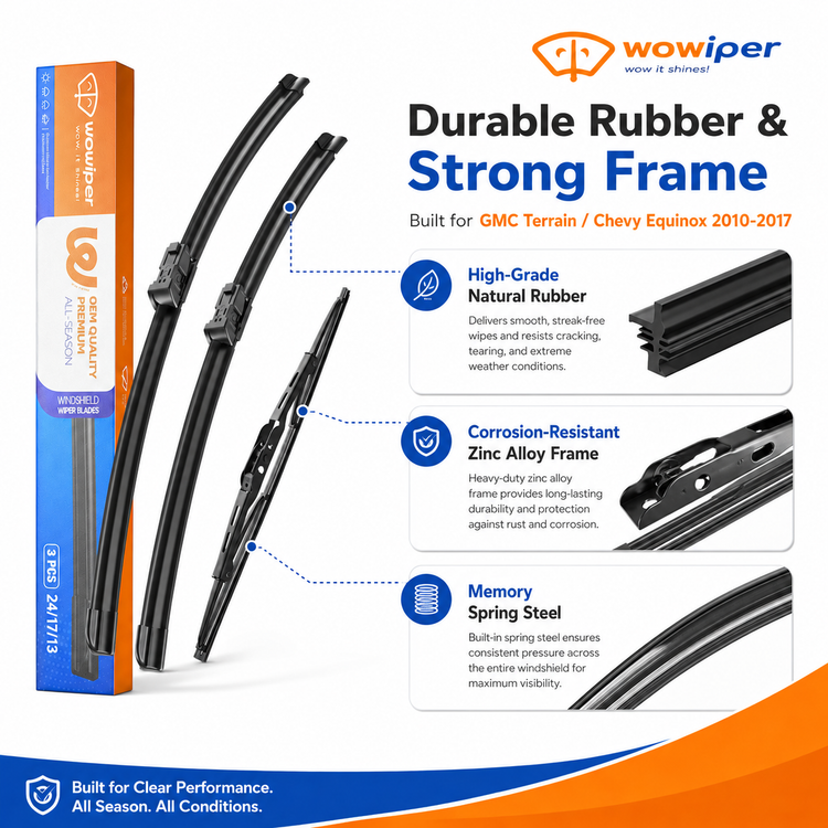 GMC Terrain / Chevy Equinox 2010-2017 Wiper Blades, WOWIPER 24"+17" Front & 13" Rear Set