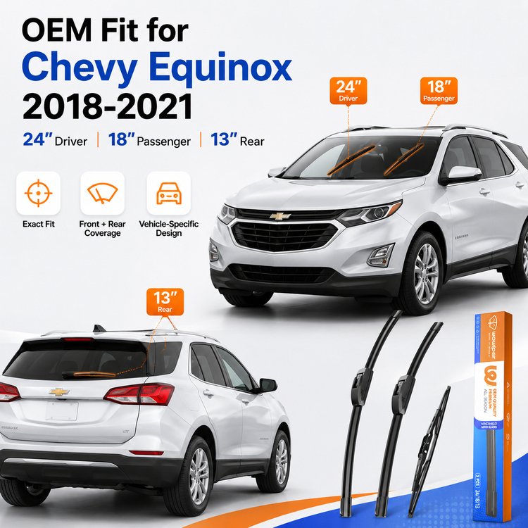 Chevy Equinox 2018-2021 Wiper Blades, WOWIPER 24"+18" Front & 13" Rear Set