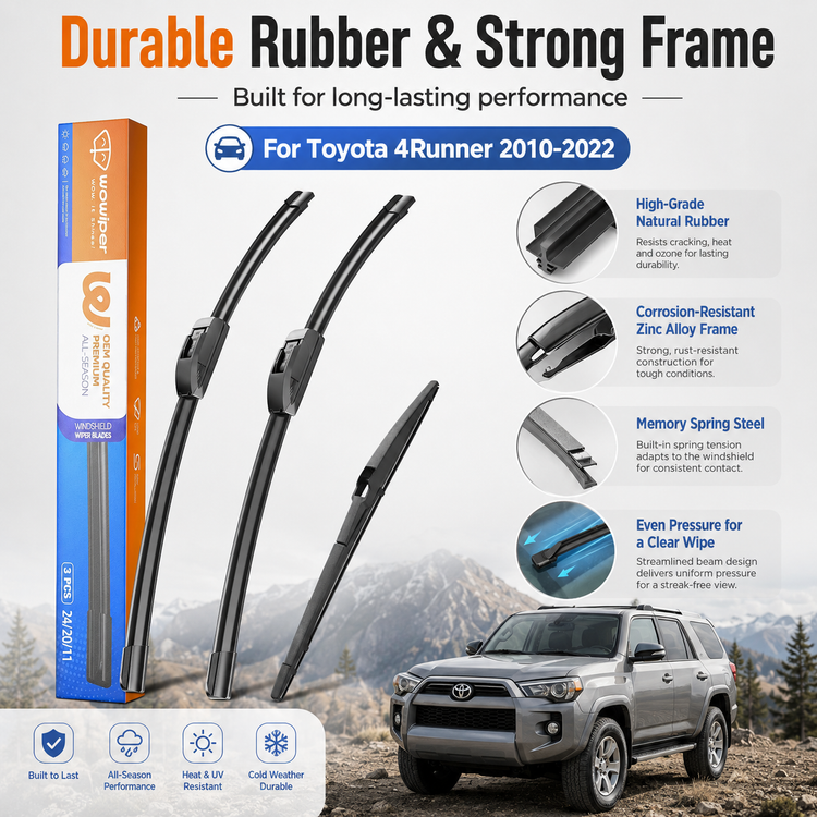 Toyota 4Runner 2010-2022 Wiper Blades, WOWIPER 24"+20" Front & 12" Rear Set