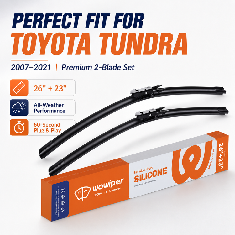 Toyota Tundra 2007-2021 Wiper Blades, Wowiper Premium 26"+23" Front Windshield Set (Pack of 2)