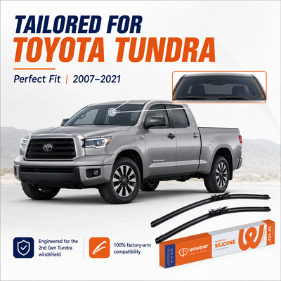 Toyota Tundra 2007-2021 Wiper Blades, Wowiper Premium 26"+23" Front Windshield Set (Pack of 2)