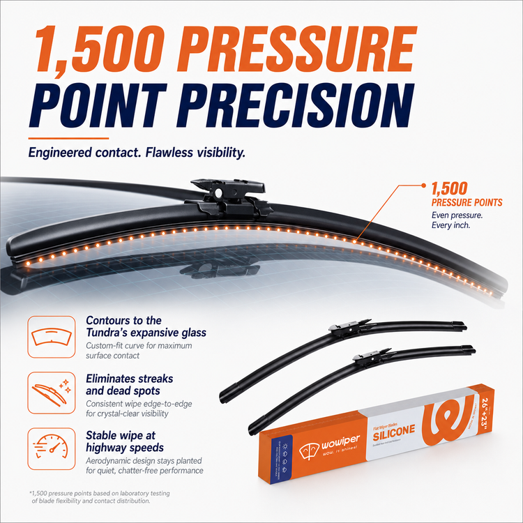 Toyota Tundra 2007-2021 Wiper Blades, Wowiper Premium 26"+23" Front Windshield Set (Pack of 2)