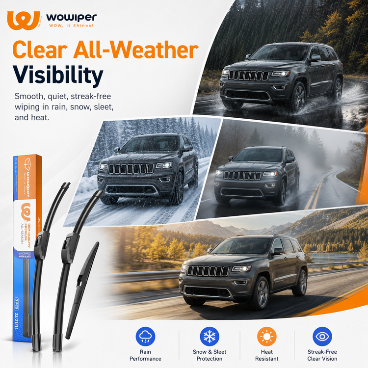 Jeep Grand Cherokee 2014-2021 Wiper Blades, WOWIPER 22"+21" Front & 11" Rear Wiper Blade Set