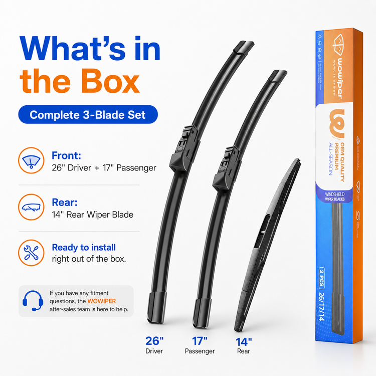 Subaru Forester 2019-2024 Wiper Blades, WOWIPER 26"+17" Front & 14" Rear Wiper Blade Set