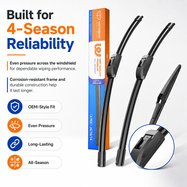 Jeep Cherokee 2014-2021 Wiper Blades, WOWIPER 26"+18" Front & 14" Rear Wiper Blade Set