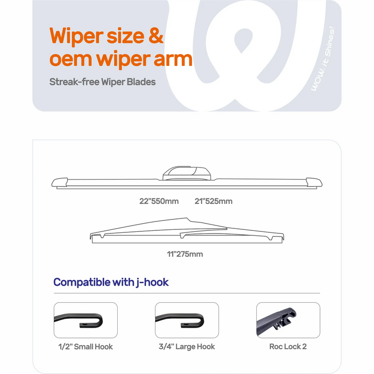 Jeep Grand Cherokee 2014-2021 Silicone Wiper Blades, WOWIPER 22"+21" Front & 11" Rear Graphene Coated Set