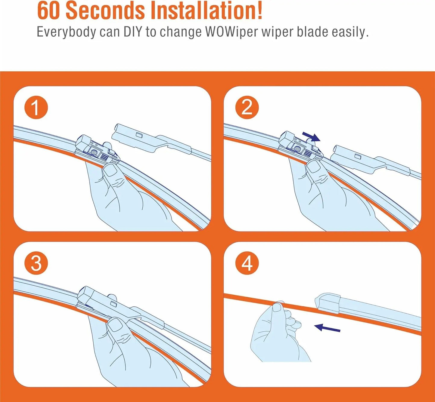 WOWIPER Silicone Windshield Wiper Blades For Chevrolet Cruze 2019-2016 (28''+24'' for Top Lock) Wowiper