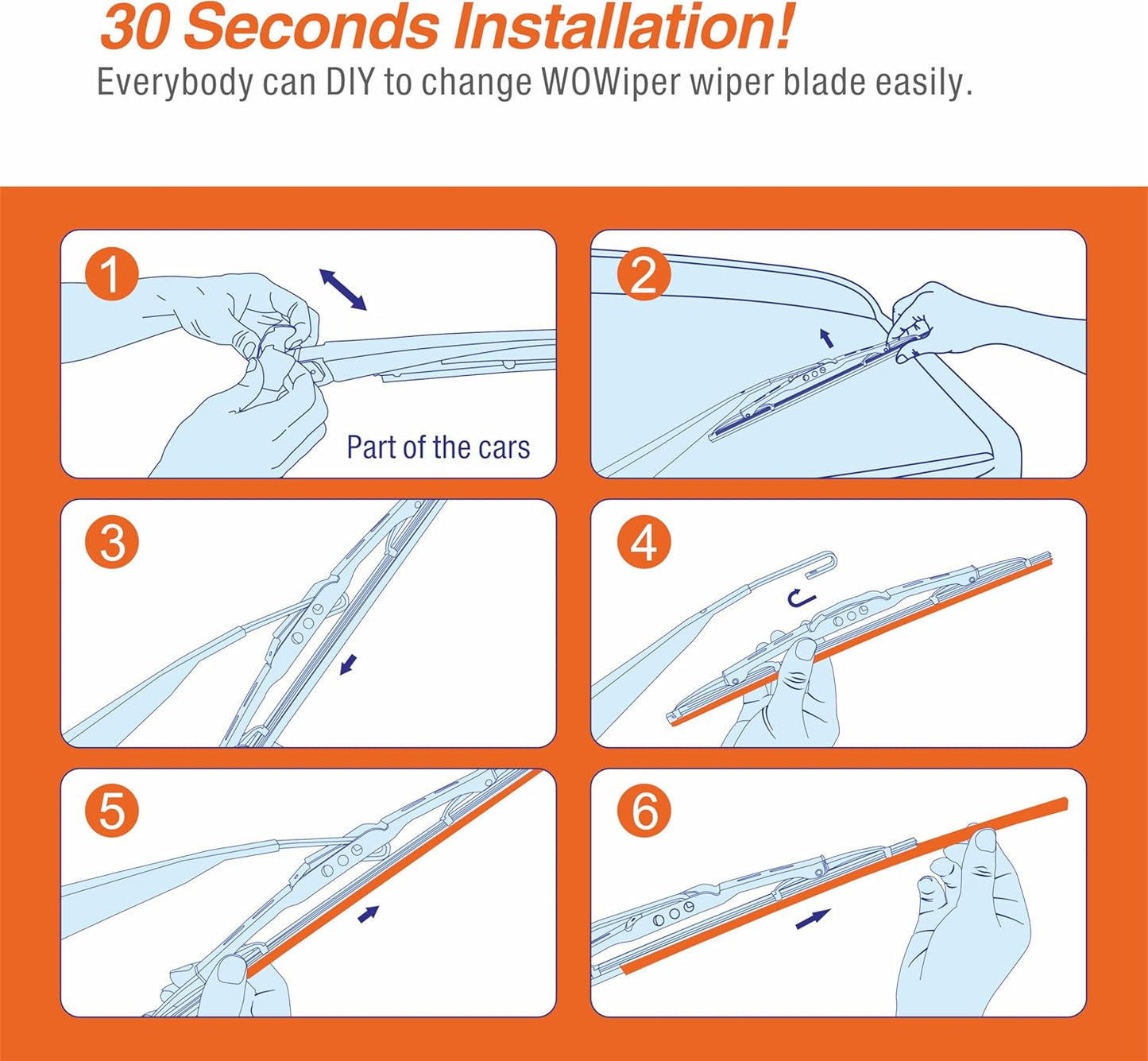 WOWIPER OEM Replacement Wiper Blades For Honda Odyssey 2005-2022 (26''+22''+16'')