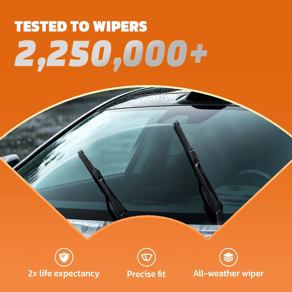 Ford F-150, F-250 & F-350 22"+22" Windshield Wiper Blades, WOWIPER J/U Hook Beam Wipers, Quiet Streak-Free All-Season Front Replacement, 2 Pack