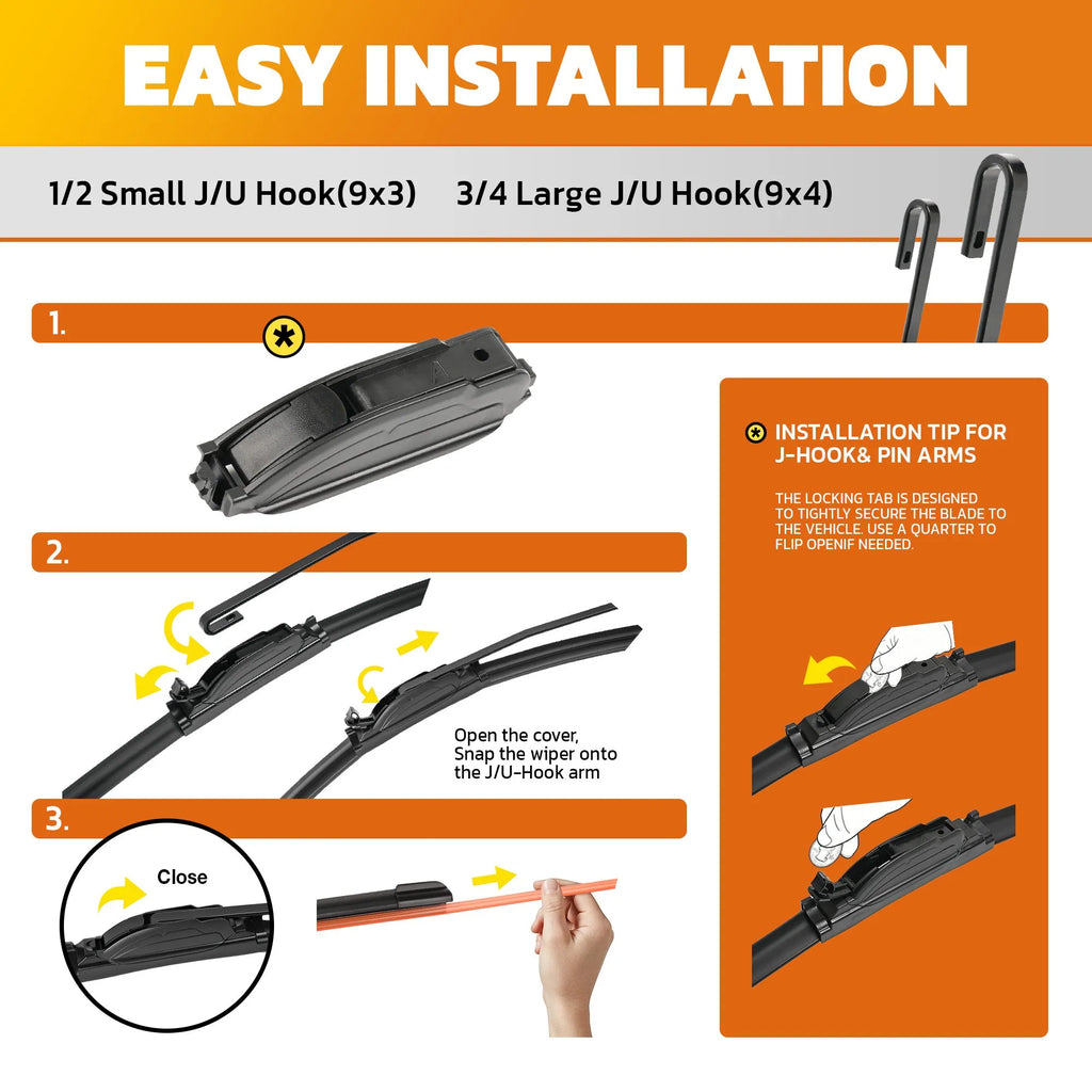 Toyota Camry 2018-2024 & Highlander 2008-2019 Windshield Wiper Blades, WOWIPER 26"+20" J/U Hook Beam Wipers, Quiet Streak-Free All-Season Front Replacement, 2 Pack
