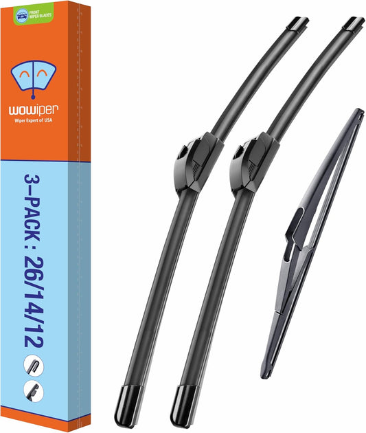 WOWIPER OEM Replacement Wiper Blades For Nissan Rogue 2008-2013 (26''+14''+12'')