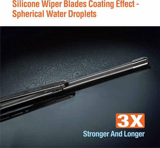 WOWIPER Silicone Windshield Wiper Blades For Ford Escape/ Focus/ Edge (28''+28'' for Pinch Tab)