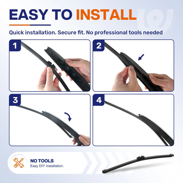 Ford Explorer 2011-2025 Silicone Wiper Blades 3 Pack, WOWIPER 26"+22" Front & 11" Rear Set, Water Repellent All-Weather Windshield Wipers