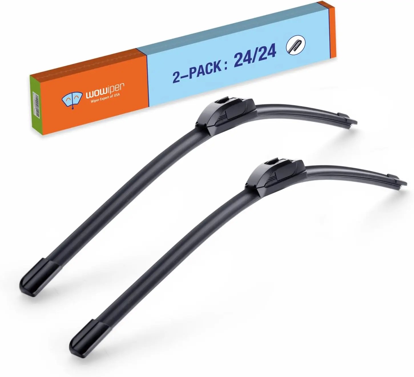 WOWIPER Silicone Windshield Wiper Blades For Chevrolet Venture/ Camaro/ Ram/ Dodge Ram (24''+24'') Wowiper