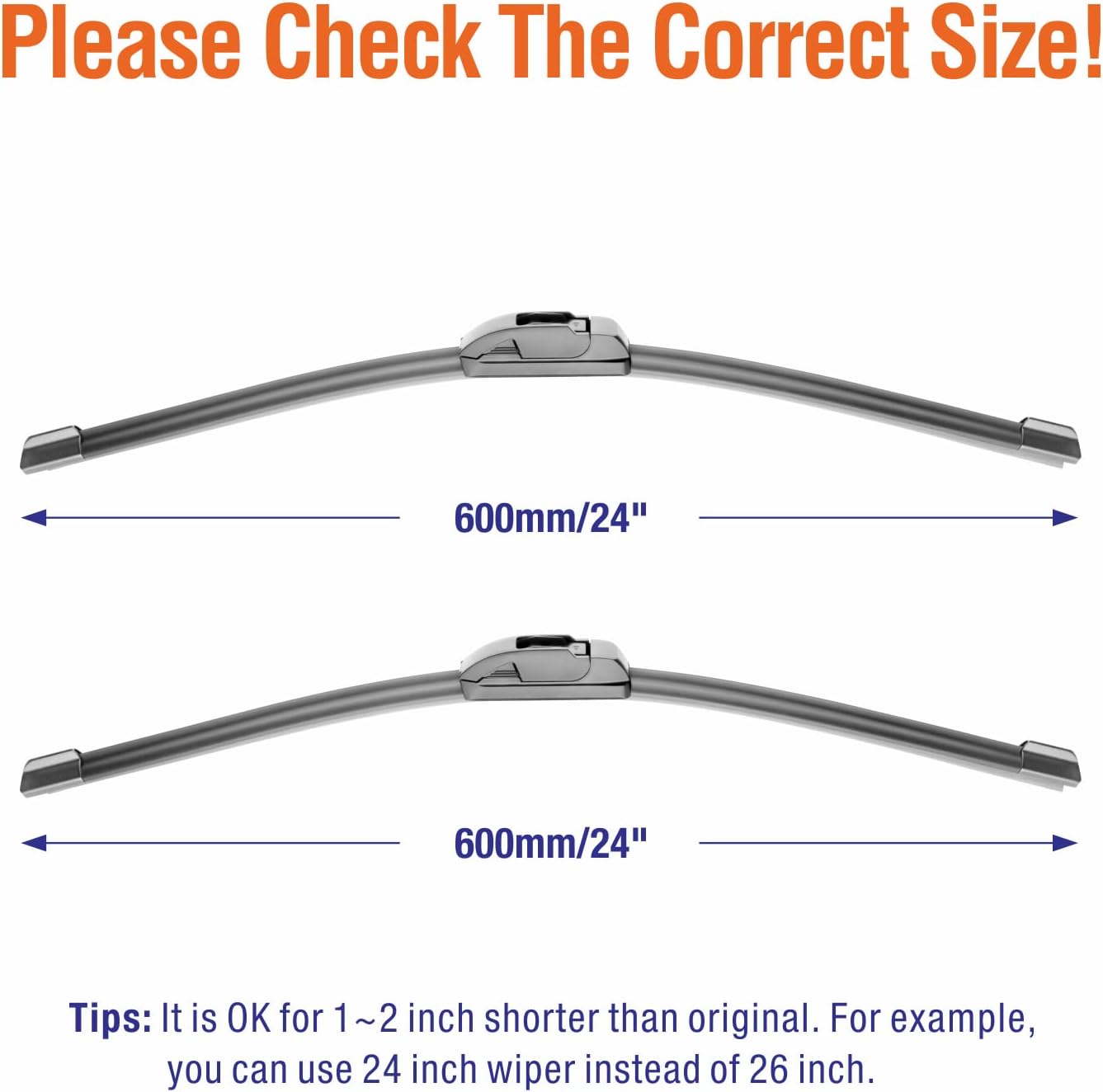 WOWIPER Silicone Windshield Wiper Blades For Chevrolet Venture/ Camaro/ Ram/ Dodge Ram (24''+24'')