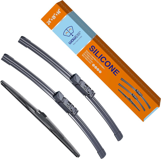 WOWIPER OEM Replacement Wiper Blades For Mazda CX9 CX-9 2016-2023 (24''+18''+14'' for Top Lock)