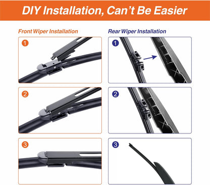 WOWIPER OEM Replacement Wiper Blades For Ford Escape 2013-2019 (28''+28''+11'' for Pinch Tab)