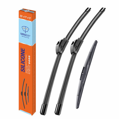 Silicone Windshield Wiper Blades with Rear Wiper Blade for Jeep Grand Cherokee 1999-2004/Jeep Patriot 2007-2016, All-Season Automotive Replacement Windshield Wipers for My Car - 21"+21"+11"