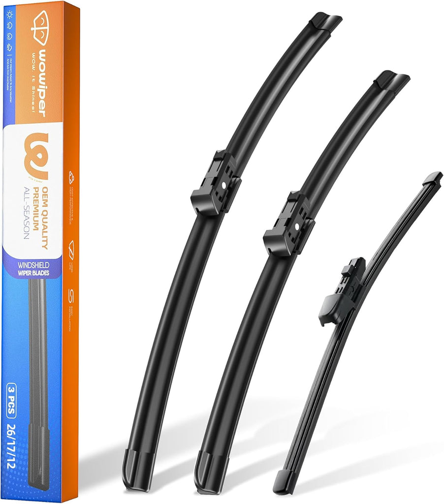 Volkswagen Tiguan 2018-2022 Wiper Blades, WOWIPER 25"+22" Front & 15" Rear Wiper Blade Set