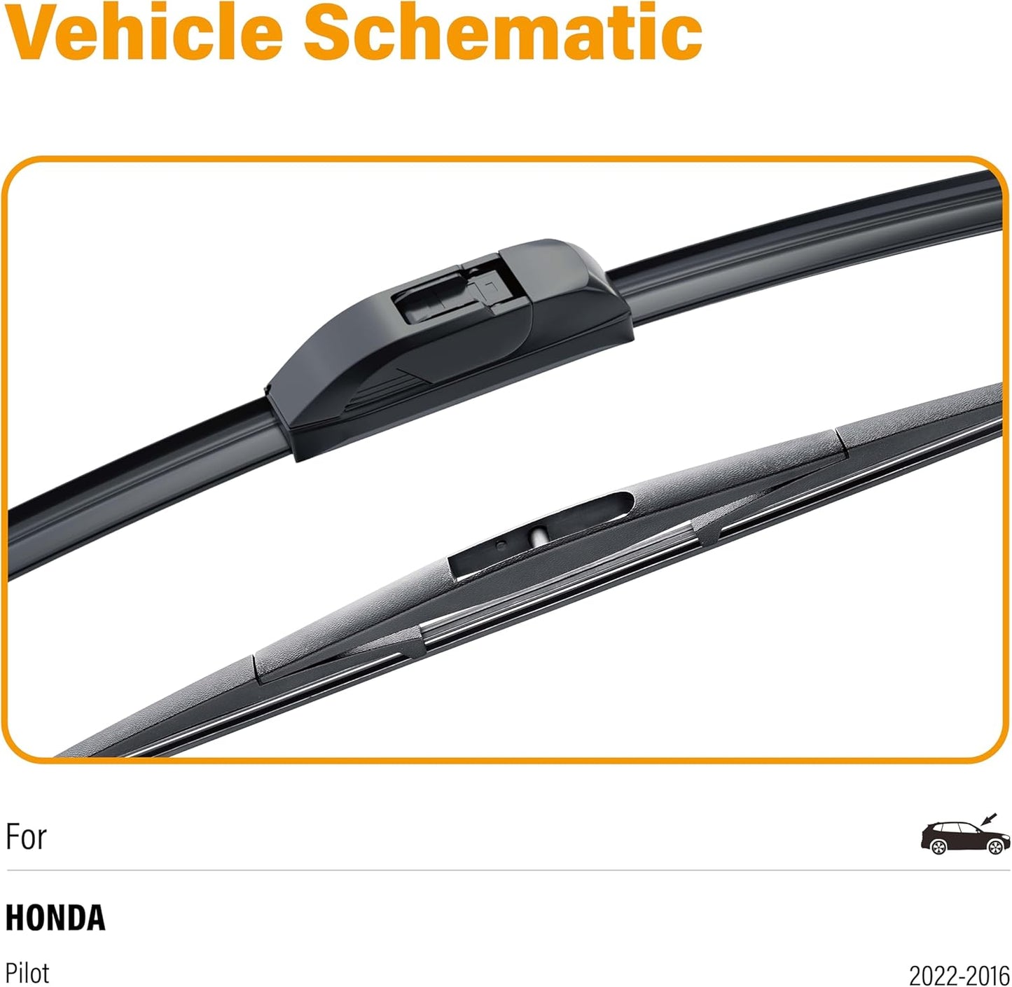 WOWIPER OEM Replacement Wiper Blades For Honda Pilot 2016-2022 (26"+24"+14")