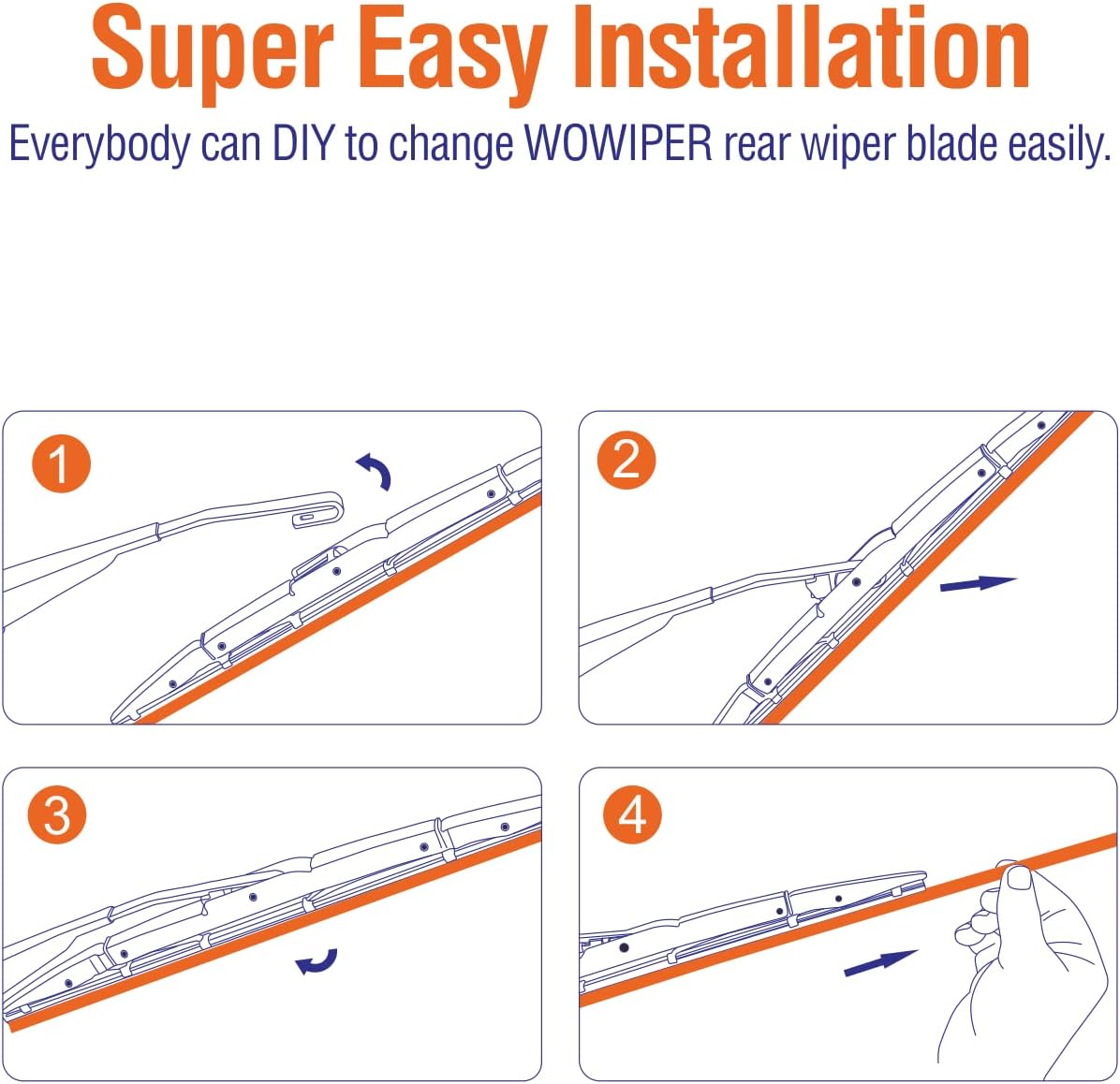 WOWIPER OEM Replacement Rear Wiper Blades 13 Inch For Honda CRV 2012-2016 (13")