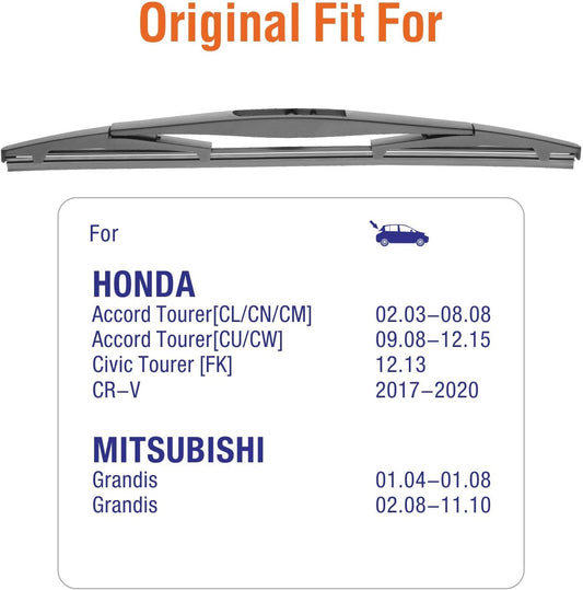 For Genuine Honda 76730-TRN-H01 CRV 2017-2021 Rear Windshield Wiper Blade Replacement, Exact Fit for CR-V 2017 2018 2019 2020 2021 Rear Wiper Arm, WOWIPER Car Wipers, 300mm - 12" + 12 inch (set of 2)