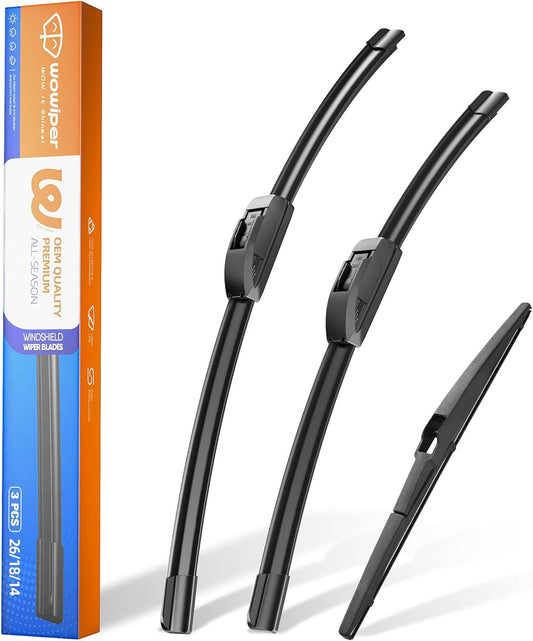 Jeep Cherokee 2014-2021 Wiper Blades, WOWIPER 26"+18" Front & 14" Rear Wiper Blade Set