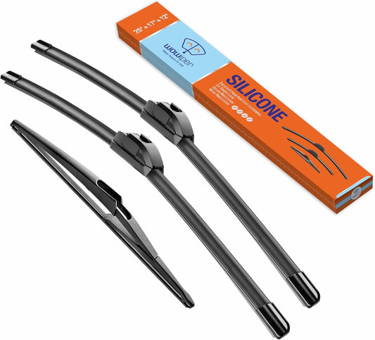 WOWIPER OEM Replacement Wiper Blades For Nissan Rogue 2015-2022/ Pathfinder 2013-2020 (26''+17''+12-J)
