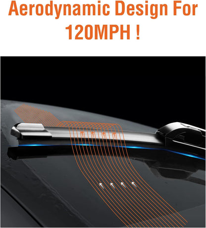 WOWIPER Silicone Windshield Wiper Blades For Chevrolet Venture/ Camaro/ Ram/ Dodge Ram (24''+24'')