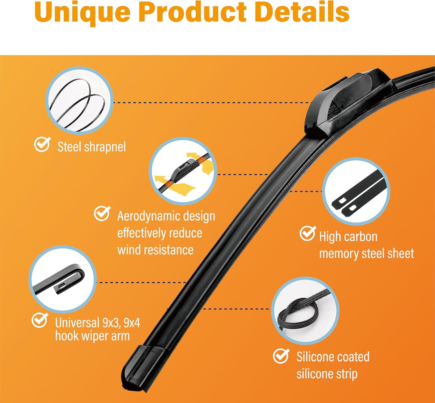 WOWIPER OEM Replacement Wiper Blades For Honda Pilot 2016-2022 (26"+24"+14")