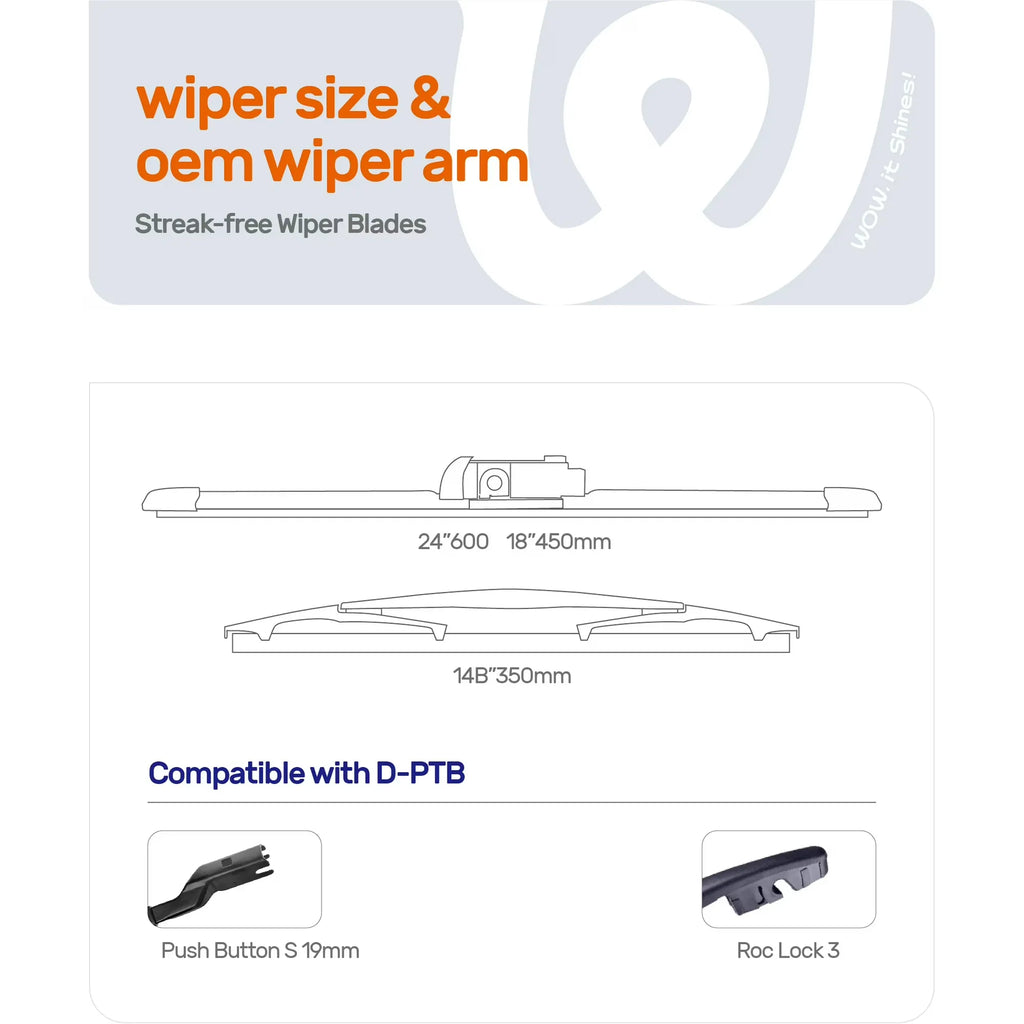 Mazda CX-5 2017-2025 / CX-9 2016-2023 Silicone Wiper Blades, WOWIPER Graphene Coated Front & Rear Set