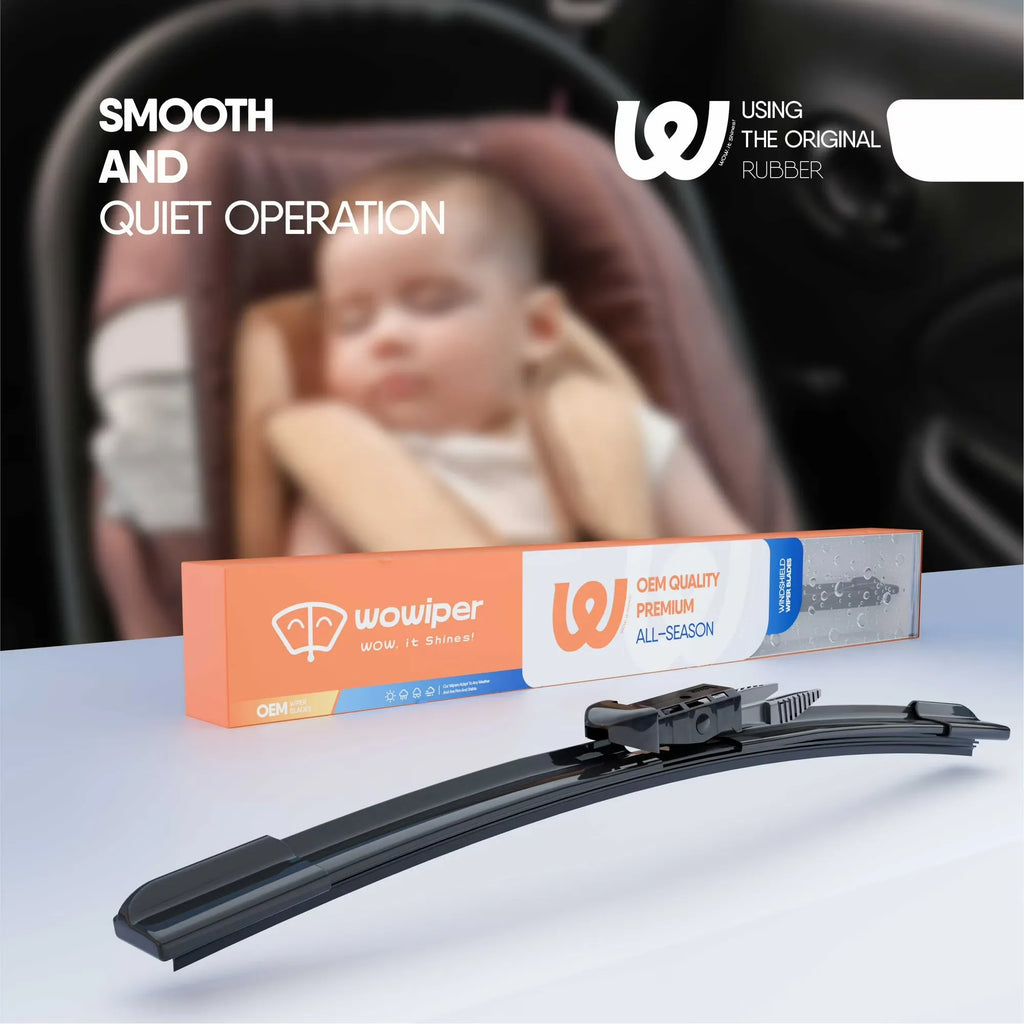Ford Escape 2013-2019, Edge 2015-2022, Focus 2012-2018 & Fusion 2013-2019 28"+28" Wiper Blades, WOWIPER Pinch Tab Conventional Front Wipers, 2 Pack