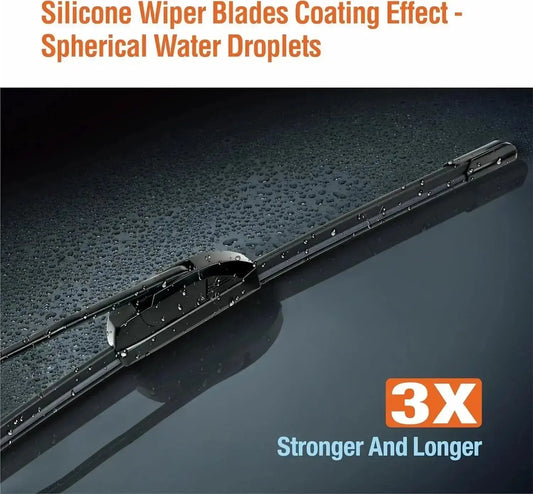 Silicone Windshield Wiper Blades with Rear Wiper Blade for Honda Fit 2009-2020, All-Season Automotive Replacement Windshield Wipers for My Car - 28"+14"+14" (Set of 3)