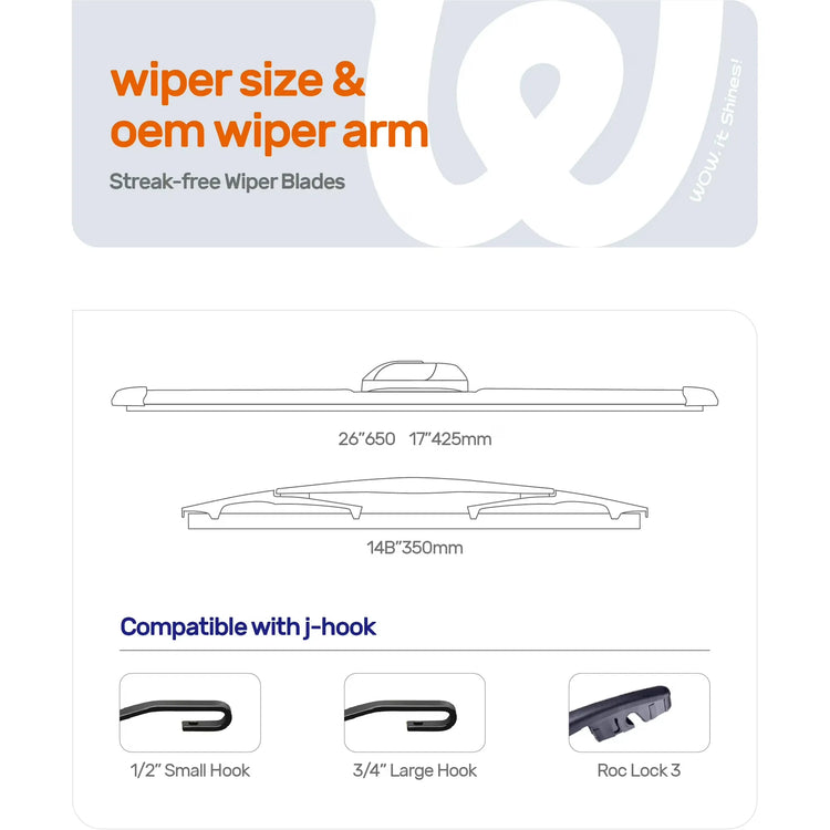 Subaru Forester 2012-2018 Silicone Wiper Blades, WOWIPER Graphene Coated Front & Rear Set