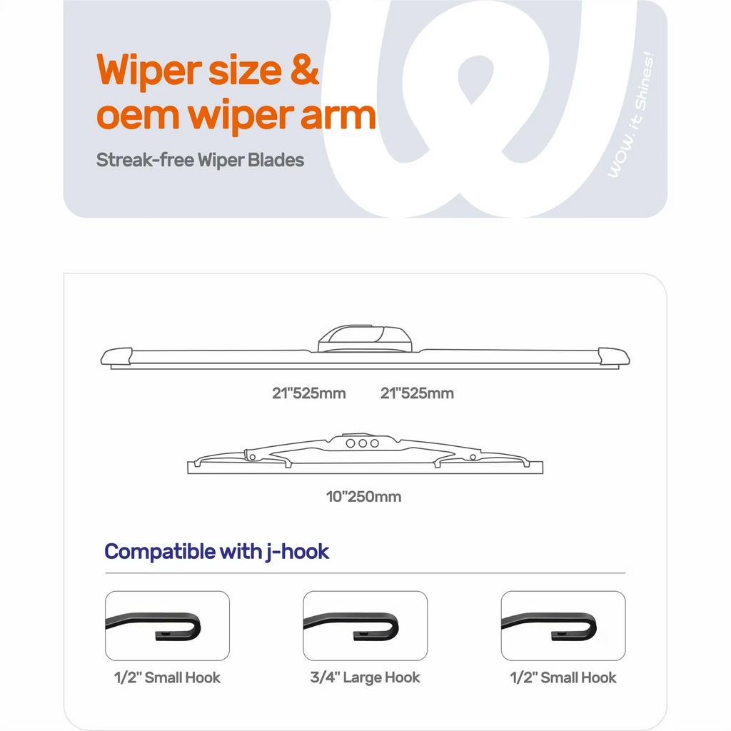 Jeep Patriot 2007-2017 Silicone Wiper Blades, WOWIPER Graphene Coated J-Hook Front Set