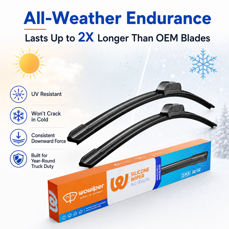 Ford F150 F250 F350 2012-2020 Wiper Blades, Wowiper Premium Silicone 22"+22" Front Windshield Set (Pack of 2)